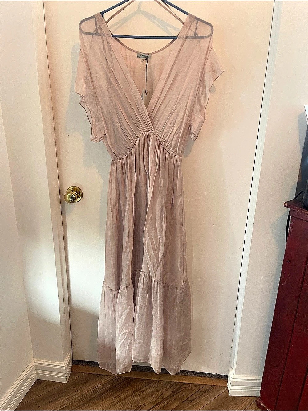 Lara C Silk Blend Maxi Dress Pink Size Large NWT